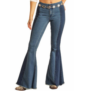 Rock & Roll Denim Two Tone Bell Jeans - FINAL SALE WOMEN - Clothing - Jeans Panhandle   