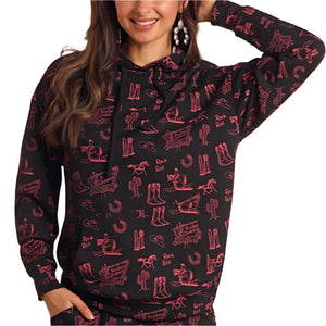 Rock & Roll Denim Women's Cowgirl Print Hoodie WOMEN - Clothing - Pullovers & Hoodies Panhandle   