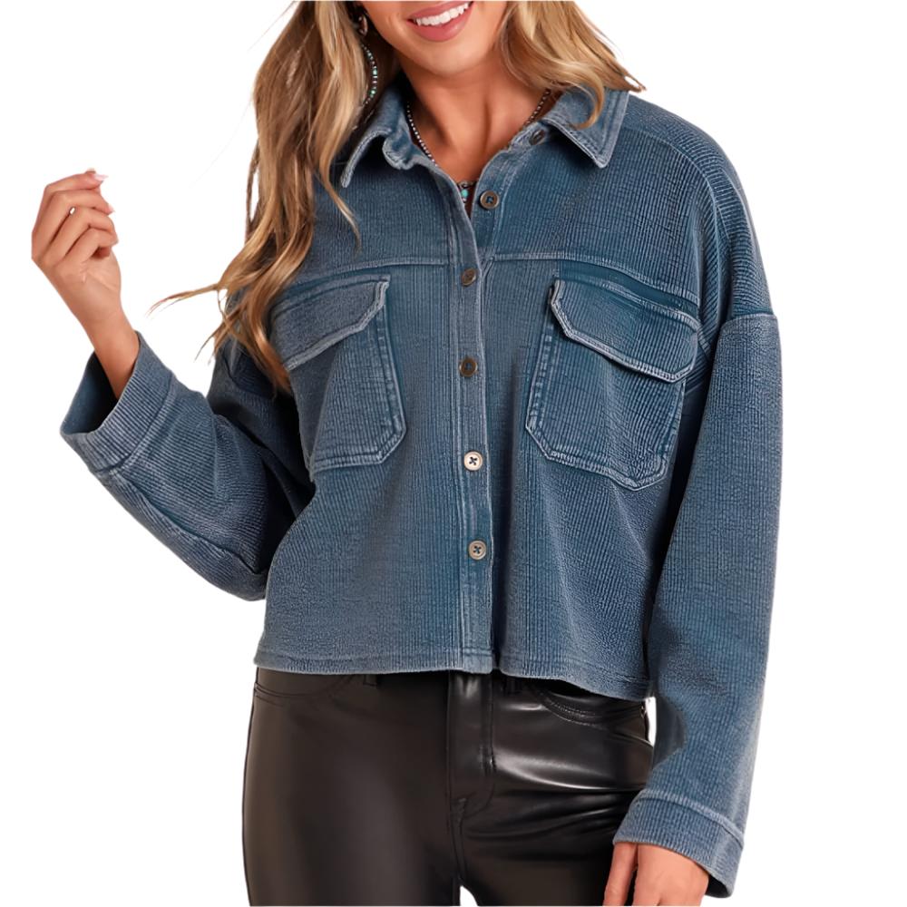 Rock & Roll Denim Women's Corduroy Button Down Shirt - FINAL SALE WOMEN - Clothing - Tops - Long Sleeved Panhandle