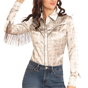 Rock & Roll Denim Women's Satin Western Shirt WOMEN - Clothing - Tops - Long Sleeved Panhandle   