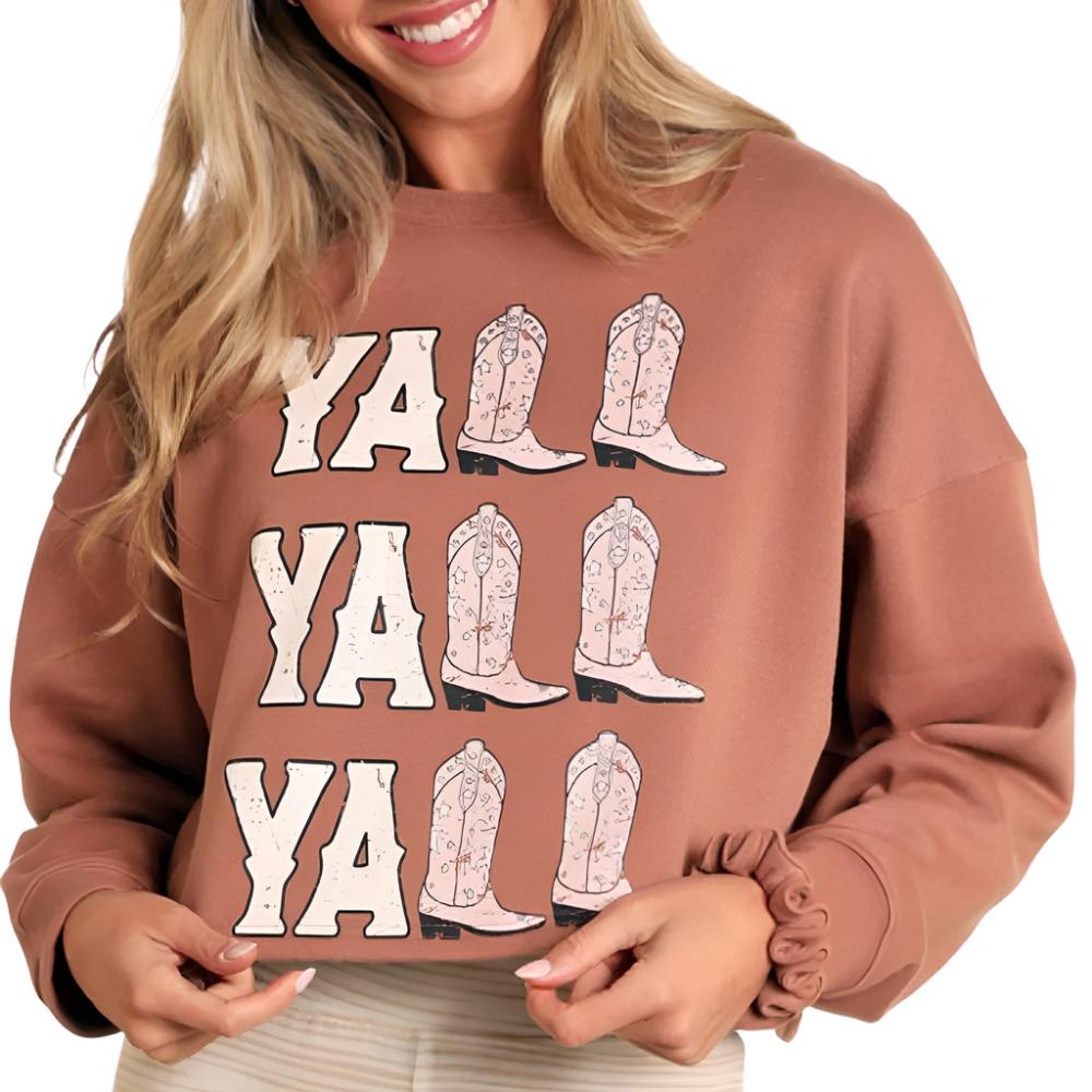 Rock & Roll Denim Women's "Y'all" Cropped Pullover WOMEN - Clothing - Pullovers & Hoodies Panhandle   