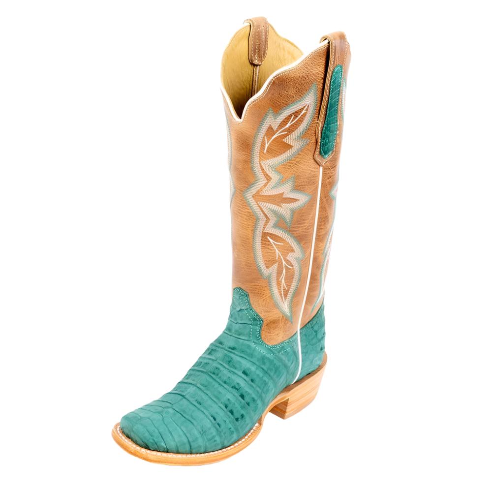 R. Watson Women's Nubuck Turquoise Caiman Boot WOMEN - Footwear - Boots - Exotic Boots R Watson   