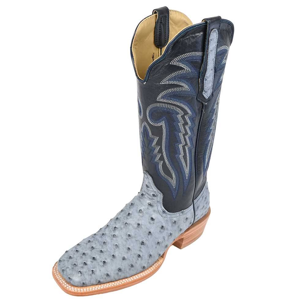 R. Watson Men's Denim Bruciato Full Quill Ostrich Boot MEN - Footwear - Exotic Western Boots R Watson   