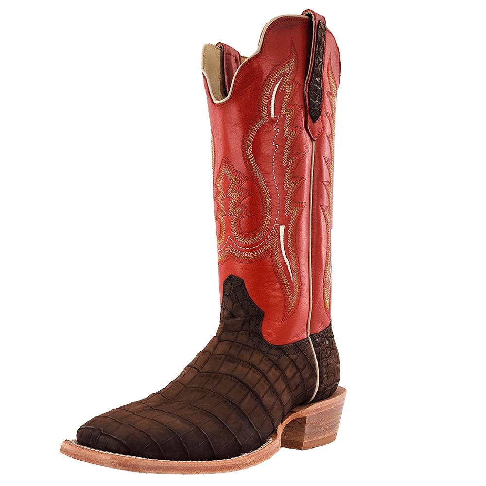 R. Watson Mocha Sueded Nile Crocodile Boot - FINAL SALE MEN - Footwear - Exotic Western Boots R Watson   