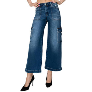 Risen High Rise Cropped Cargo Jeans