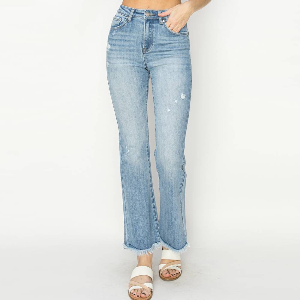Risen High Rise Frayed Bootcut Jean WOMEN - Clothing - Jeans Hidden Jeans   