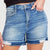 Risen High Rise Released Distressed Hem Shorts WOMEN - Clothing - Shorts Risen Jeans   