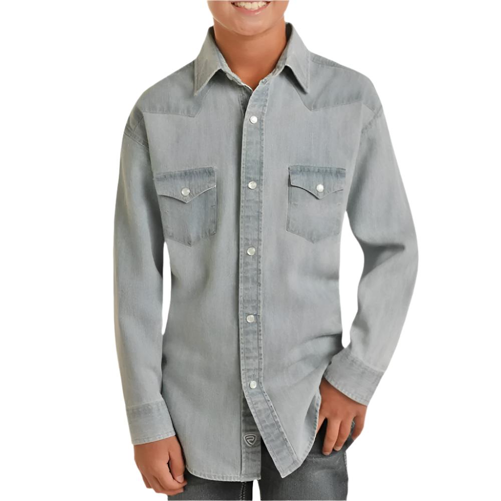 Boys long sleeve denim fashion shirt