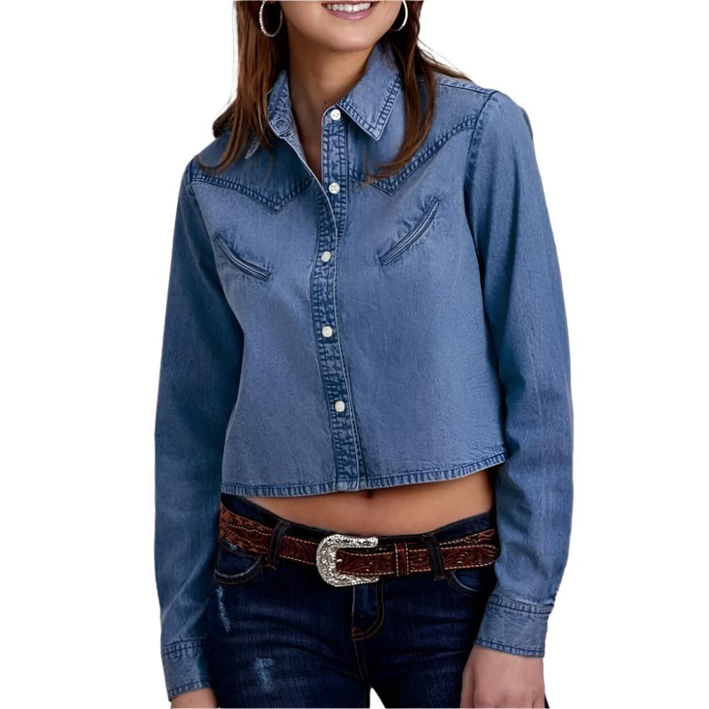 Roper Women's Cropped Denim Shirt WOMEN - Clothing - Tops - Long Sleeved Roper Apparel & Footwear   