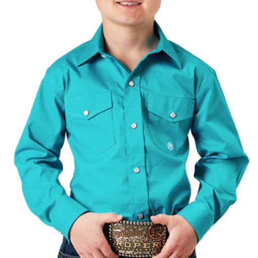 Roper Boy's Poplin Stretch Snap Shirt KIDS - Boys - Clothing - Shirts - Long Sleeve Shirts Roper Apparel & Footwear   