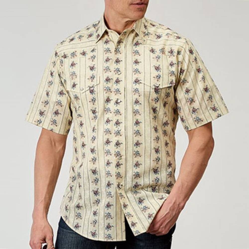 Roper Men's Floral Print Pearl Snap Shirt MEN - Clothing - Shirts - Short Sleeve Shirts Roper Apparel & Footwear   