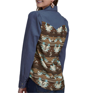 Roper Women's Aztec Back Denim Shirt - FINAL SALE WOMEN - Clothing - Tops - Long Sleeved Roper Apparel & Footwear