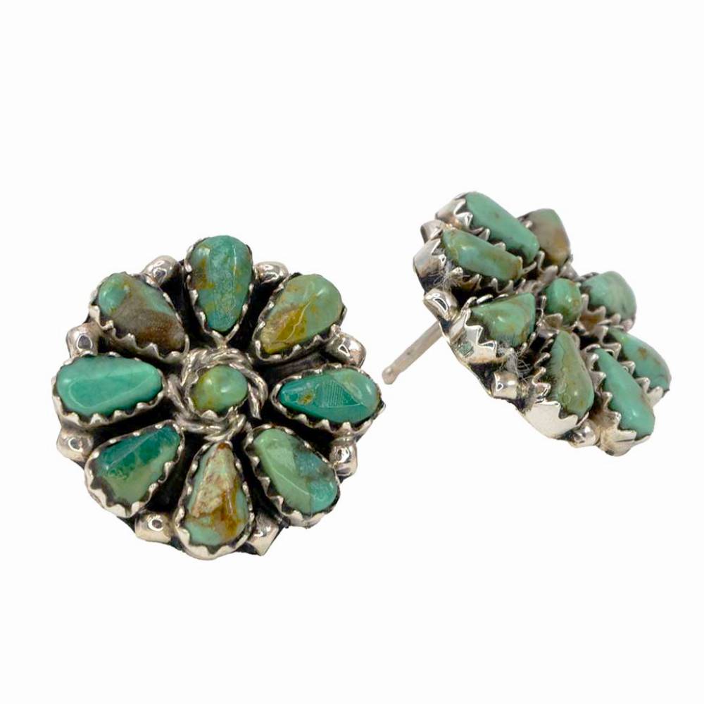 Royston Turquoise Rosette Stud Earrings WOMEN - Accessories - Jewelry - Earrings Al Zuni   
