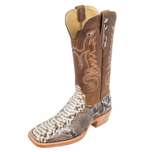 R. Watson Men's Natural Python Square Toe Boot - FINAL SALE MEN - Footwear - Exotic Western Boots R Watson   