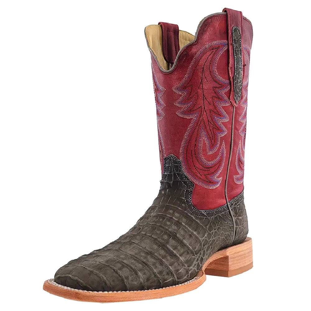 R. Watson Men's Nubuck Charcoal Caiman Belly Boots MEN - Footwear - Exotic Western Boots R Watson