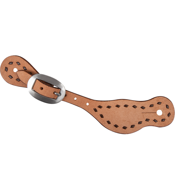 Martin Saddlery Alpine Spur Straps Tack - Spur Straps Martin Saddlery Natural Roughout w/ Buckstitch  