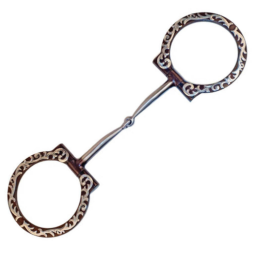 Metalab Antique Floral Western Dee Ring Smooth Snaffle Bit Tack - Bits Metalab