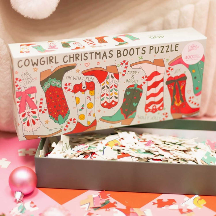 Cowgirl Christmas Boots 400 Piece Jigsaw Puzzle HOME & GIFTS - Gifts Callie Danielle