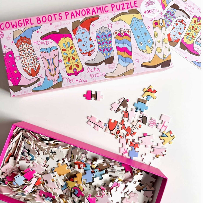 Cowgirl Boots Panoramic 400 Piece Jigsaw Puzzle HOME & GIFTS - Gifts Callie Danielle