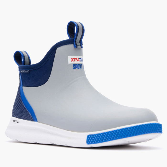 XTRATUF Men's Grey/Blue Tailgate Ankle Deck Sport Boot