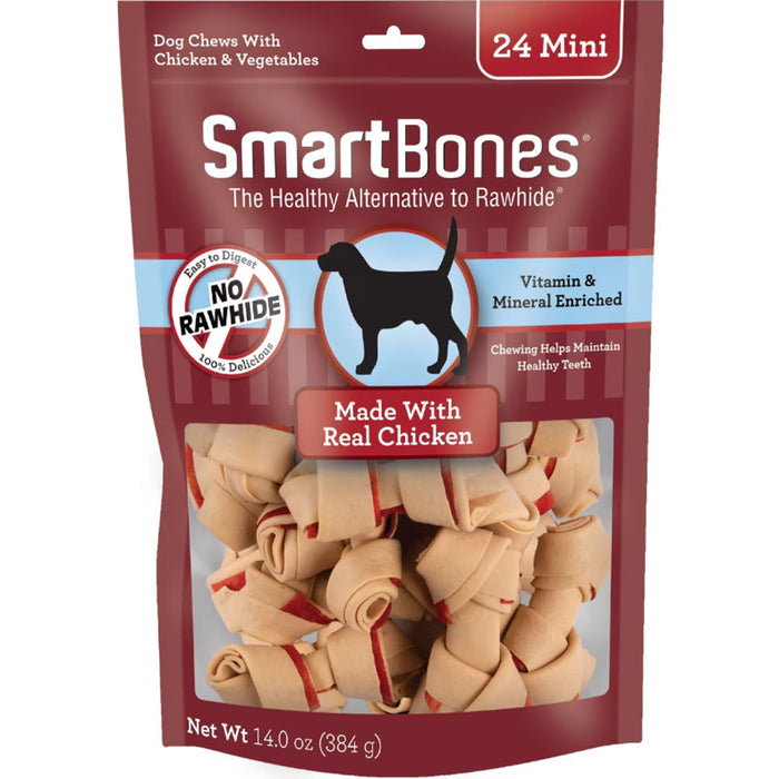 SmartBones Mini Chicken Chew Bone Dog Treats, 24 count