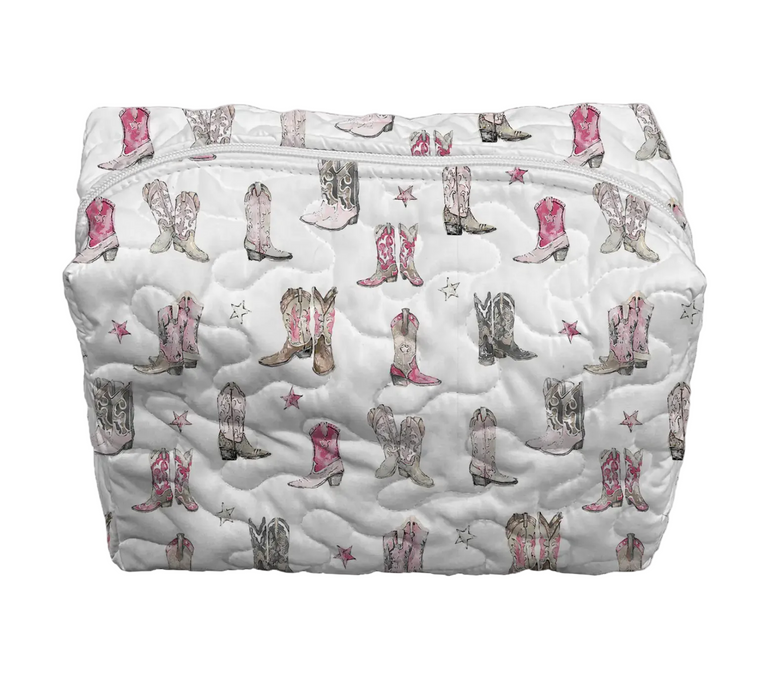 Thunderbird Boots Pink Large Makeup Bag ACCESSORIES - Luggage & Travel - Cosmetic Bags Ida Mae Home