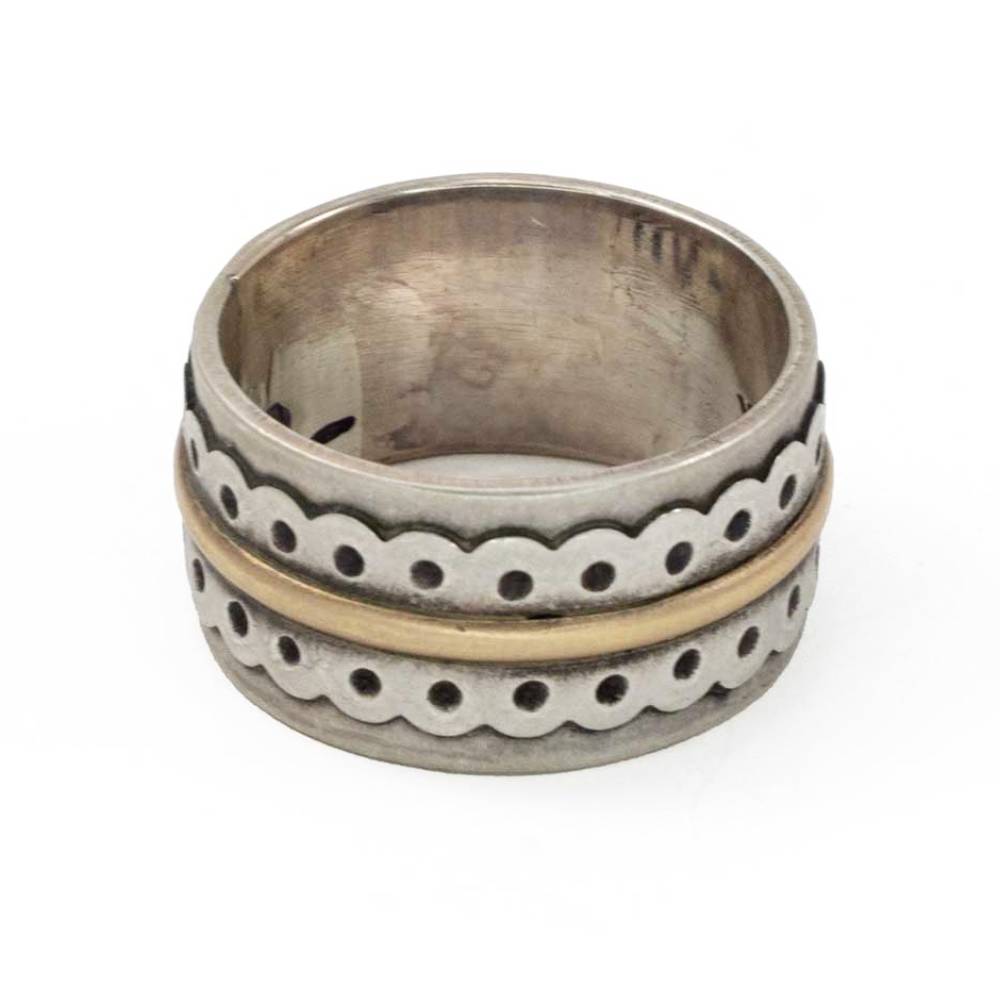 Silver and Gold Stamped Ring Band - Size 7 WOMEN - Accessories - Jewelry - Rings Peyote Bird Designs   