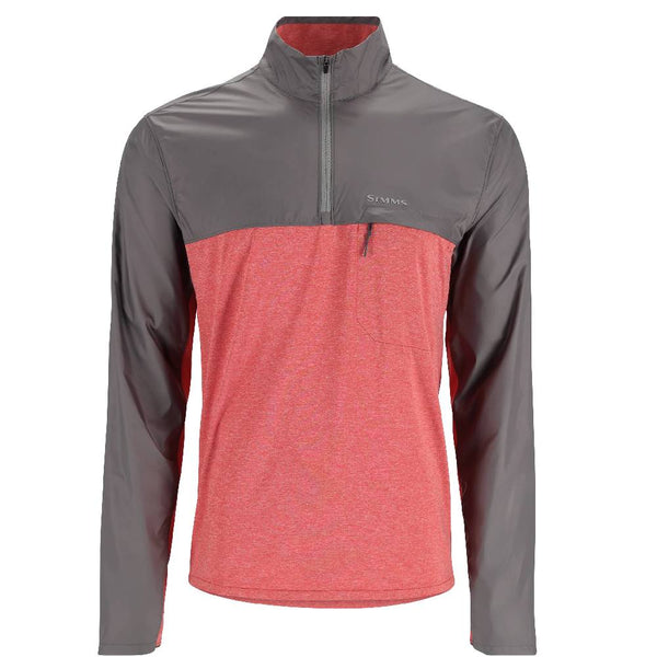 Simms Men's Solarflex Wind Half Zip Shirt, Cutty Red Htr/Steel / 2XL