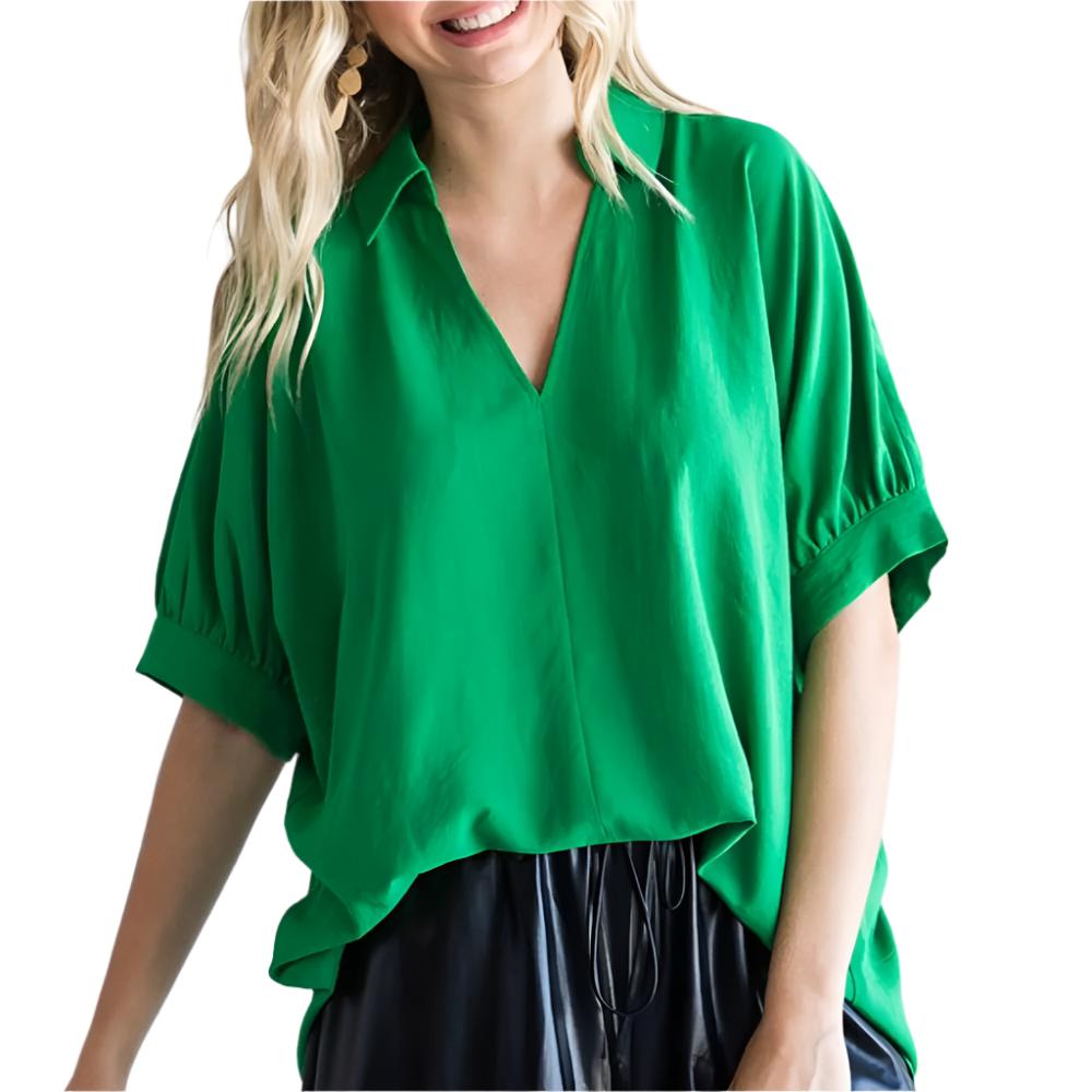 Solid Dolman Sleeve Blouse WOMEN - Clothing - Tops - Short Sleeved Jodifl   