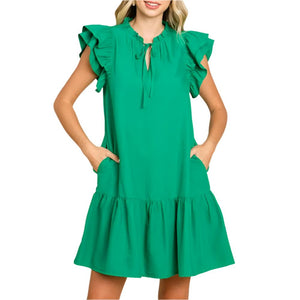 Solid Ruffled Dress WOMEN - Clothing - Dresses Jodifl   