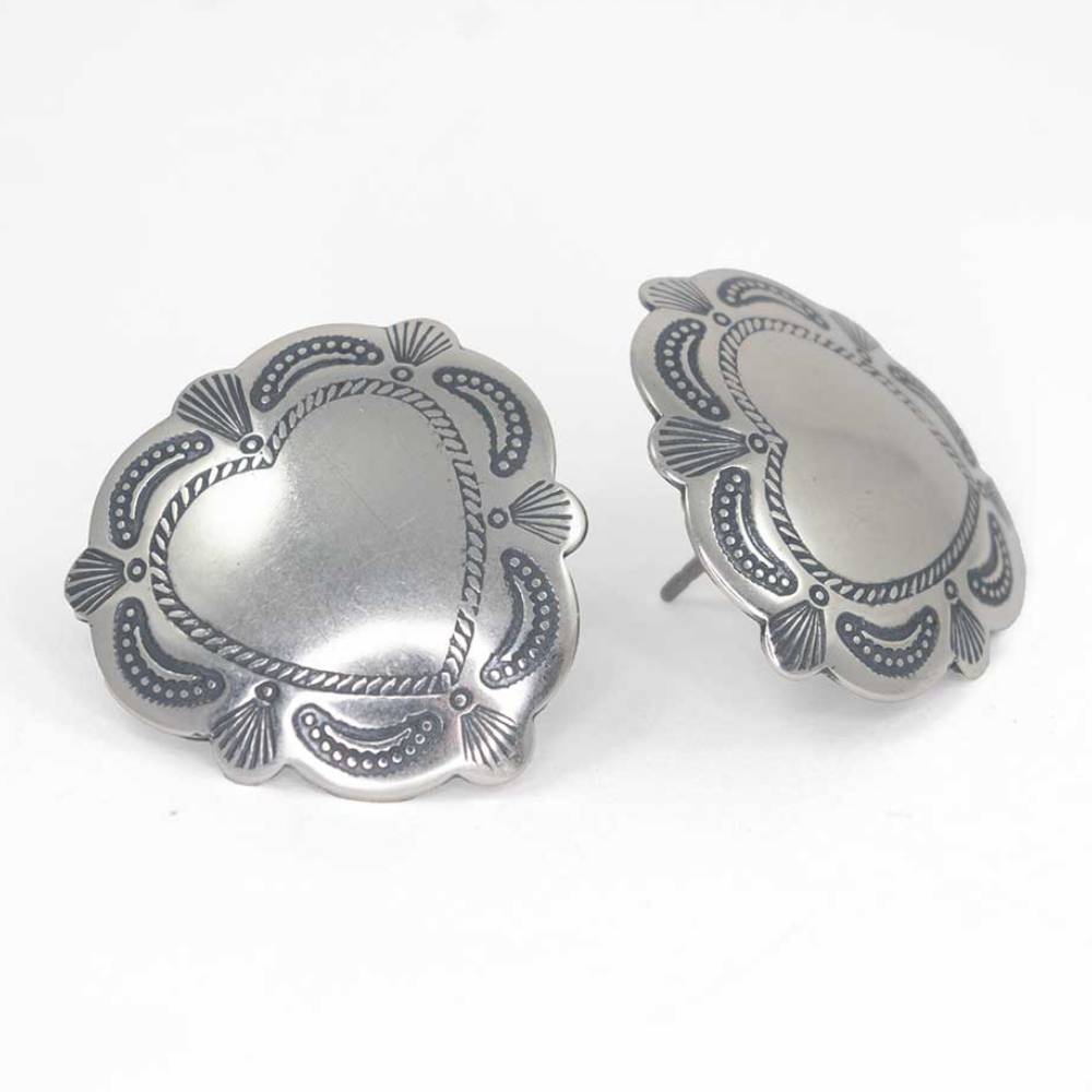 Stamped Heart Stud Earrings WOMEN - Accessories - Jewelry - Earrings Sunwest Silver   