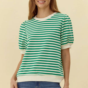 Striped Puff Sleeve Top WOMEN - Clothing - Tops - Short Sleeved Jodifl   
