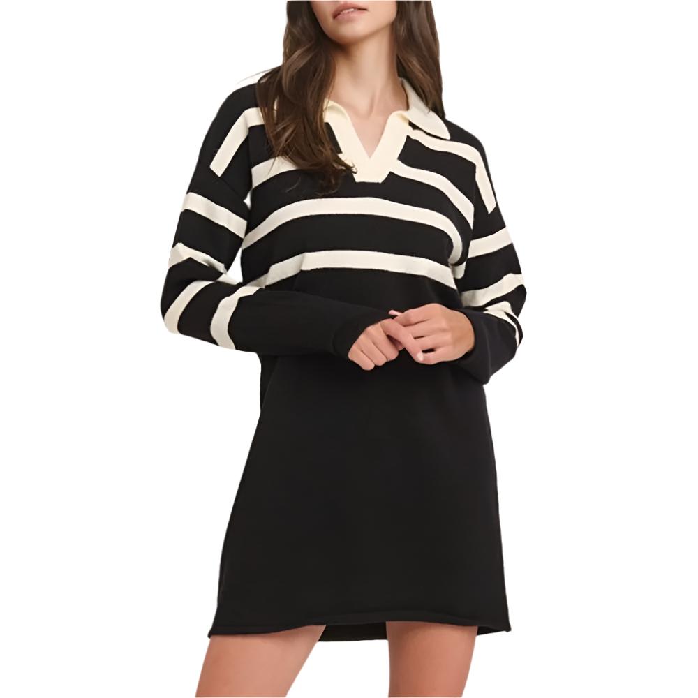 Striped Mini Sweater Dress WOMEN - Clothing - Dresses Able   