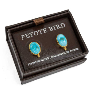 Gold Plated Turquoise Stud Earrings WOMEN - Accessories - Jewelry - Earrings Peyote Bird Designs G  