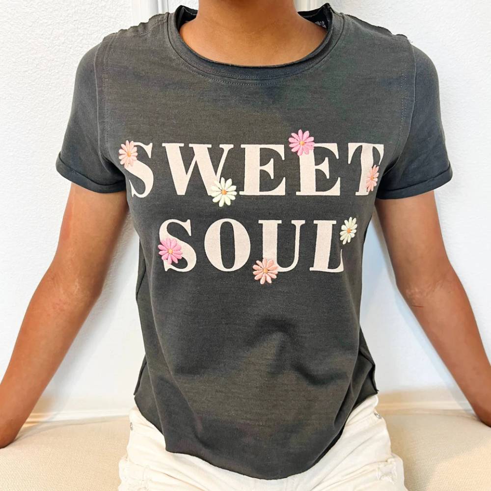 Sweet Soul Embroidered Floral Graphic Tee