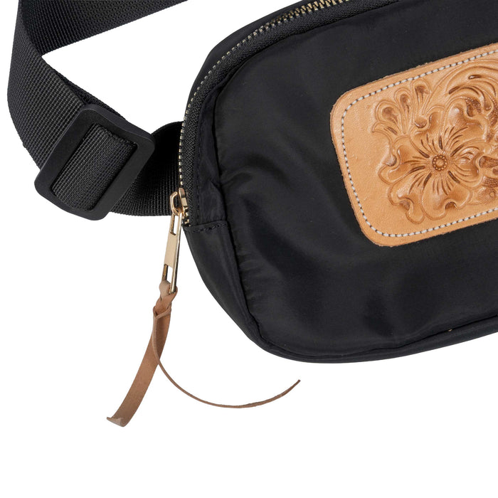 McIntire Saddlery Black Belt Bag - Hand Tooled