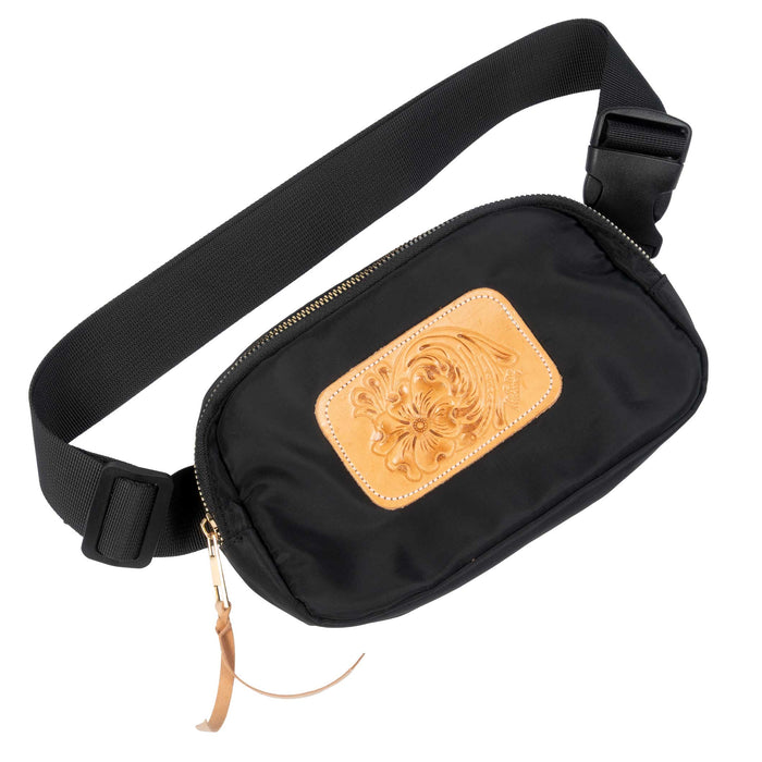 McIntire Saddlery Black Belt Bag - Hand Tooled