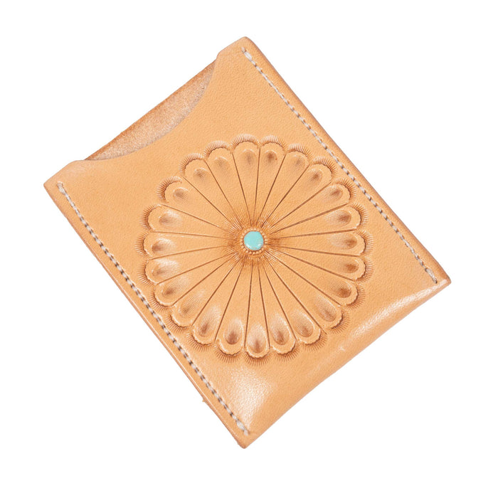 McIntire Saddlery Card Holder - Round Natural Concho MEN - Accessories - Wallets & Money Clips McIntire Saddlery