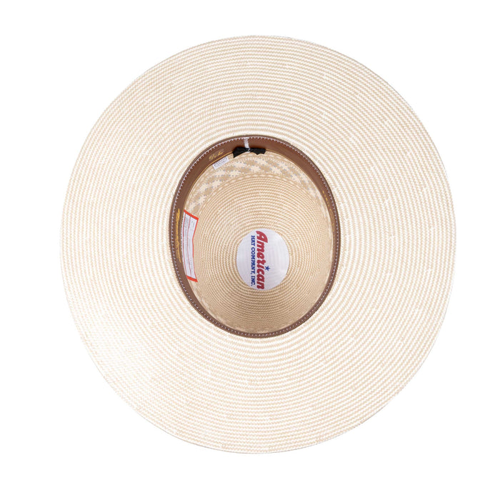 American Two Tone Vented Tan/Ivory Open Crown Straw Hat - Brim 4 1/2"
