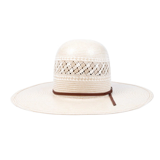 American Two Tone Vented Tan/Ivory Open Crown Straw Hat - Brim 4 1/2" HATS - STRAW HATS American Hat Co.