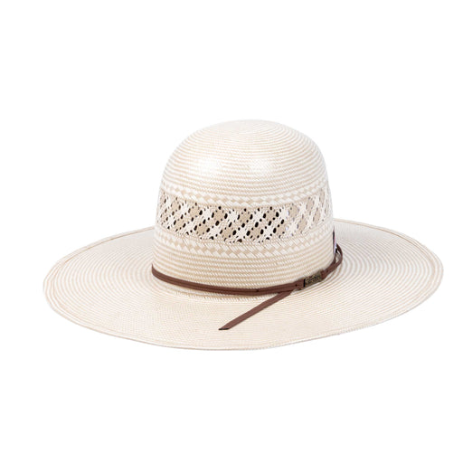 American Two Tone Vented Tan/Ivory Open Crown Straw Hat - Brim 4 1/2" HATS - STRAW HATS American Hat Co.