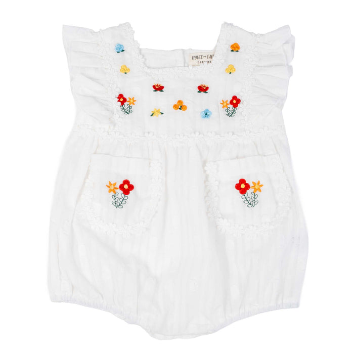 Baby Girl's Floral Embroidery White Romper KIDS - Baby - Baby Girl Clothing Rylee Faith Designs