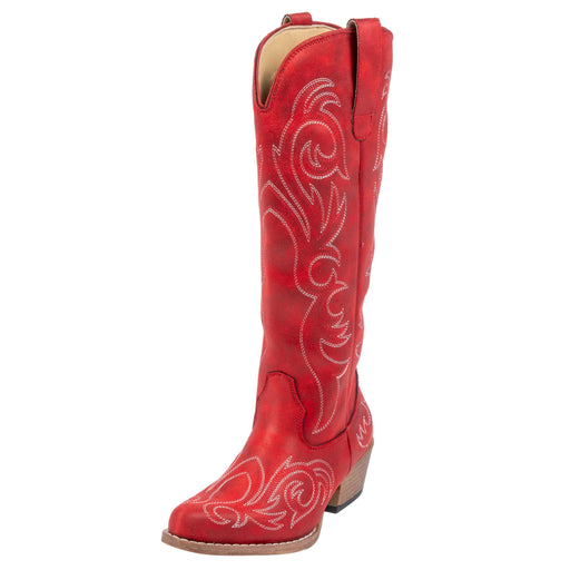 Roper Women's Ryder Faux Leather Red Embroidery Tall Western Boot WOMEN - Footwear - Boots - Western Boots Roper Apparel & Footwear