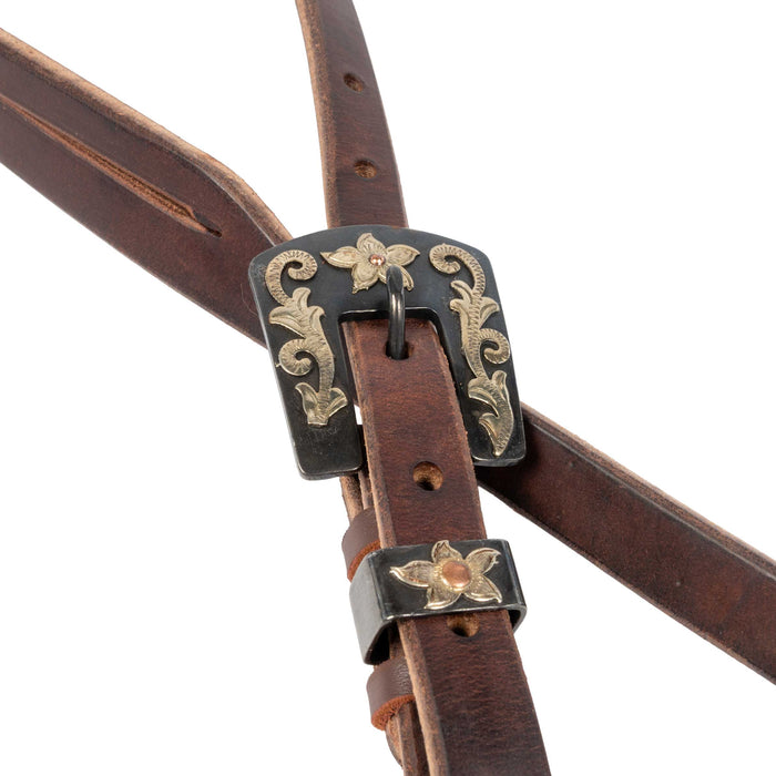 Teskey's 5/8" Chocolate Split Ear w/Browned Iron Buckle