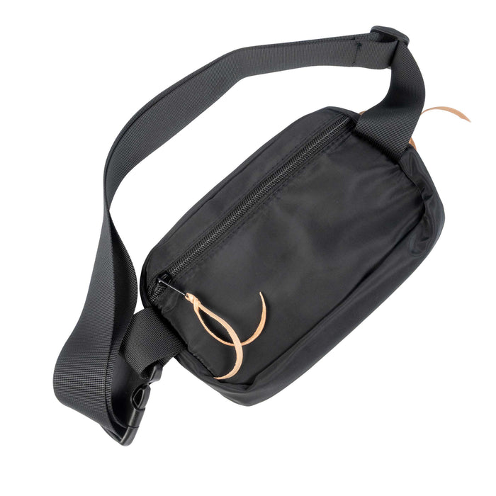 McIntire Saddlery Black Belt Bag - Round Conch