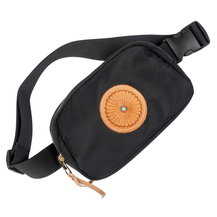 McIntire Saddlery Black Belt Bag - Round Conch