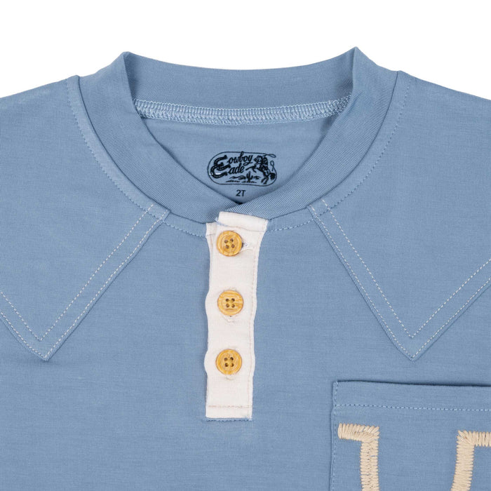 Boy's Cade John Wayne Blue Henley Polo Shirt
