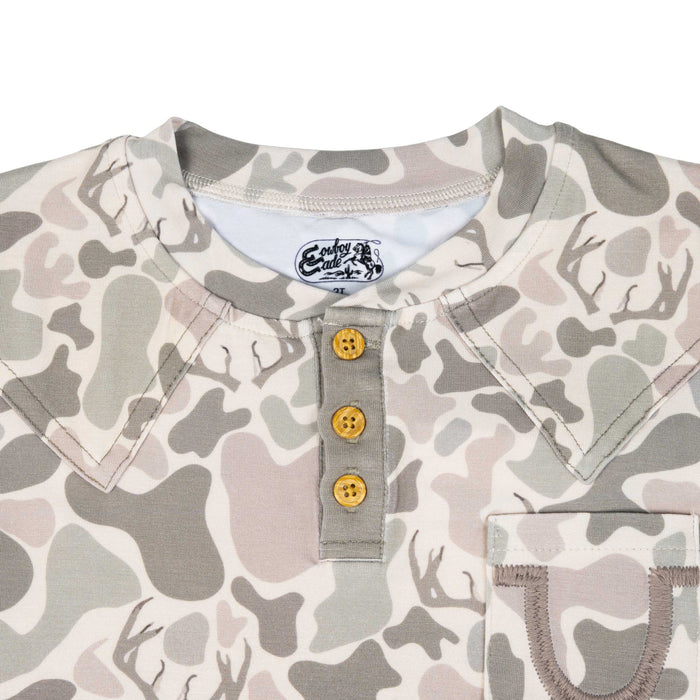 Boy's Cade John Wayne Camo Henley Polo Shirt