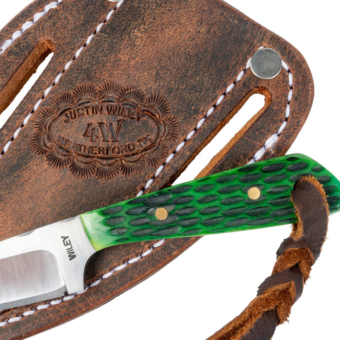 Justin Wiley Handmade Carbon Steel Green Jigged Knife