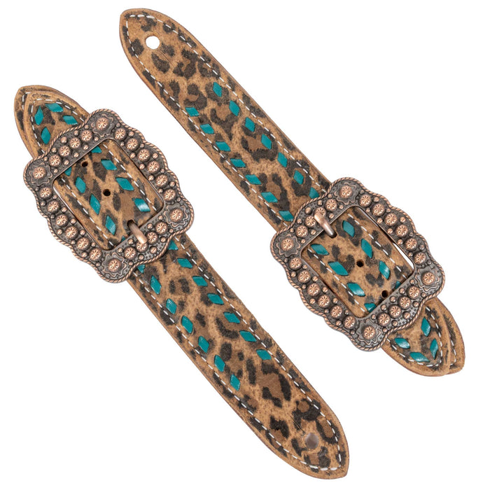 Teskey's Cheetah Print Belt Spur Straps Tack - Spur Straps Teskey's